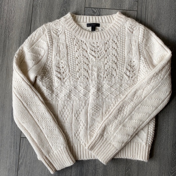 Pull J.CREW Maille Câblée Vintage Ivoire Taille Medium - Sweater Crewneck Manches Longues